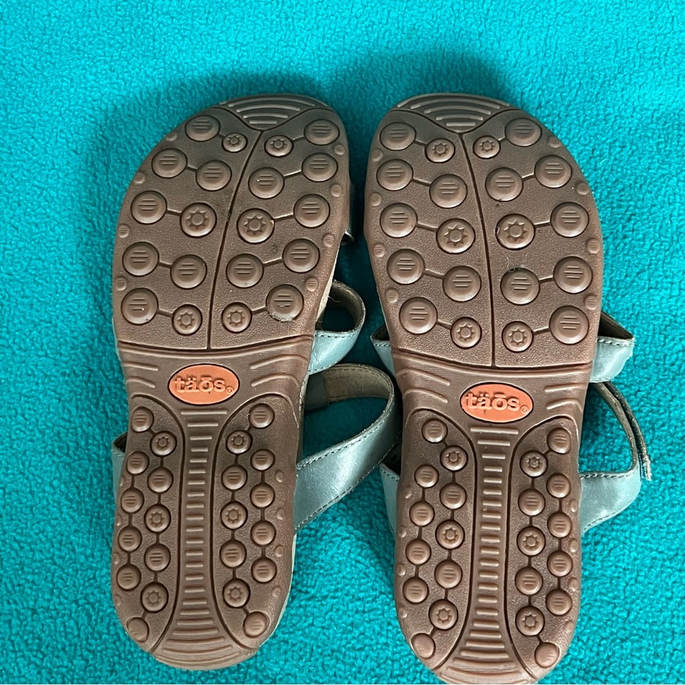 Taos Prize 3 Blue Gray Sandals with Orange Accents Sz 7 - Picture 6 of 10